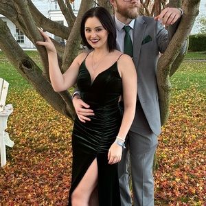 Dark green velvet dress